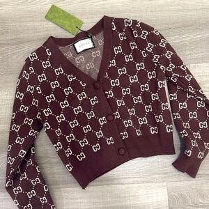 Gucci Inspired Brown Cropped Cardigan